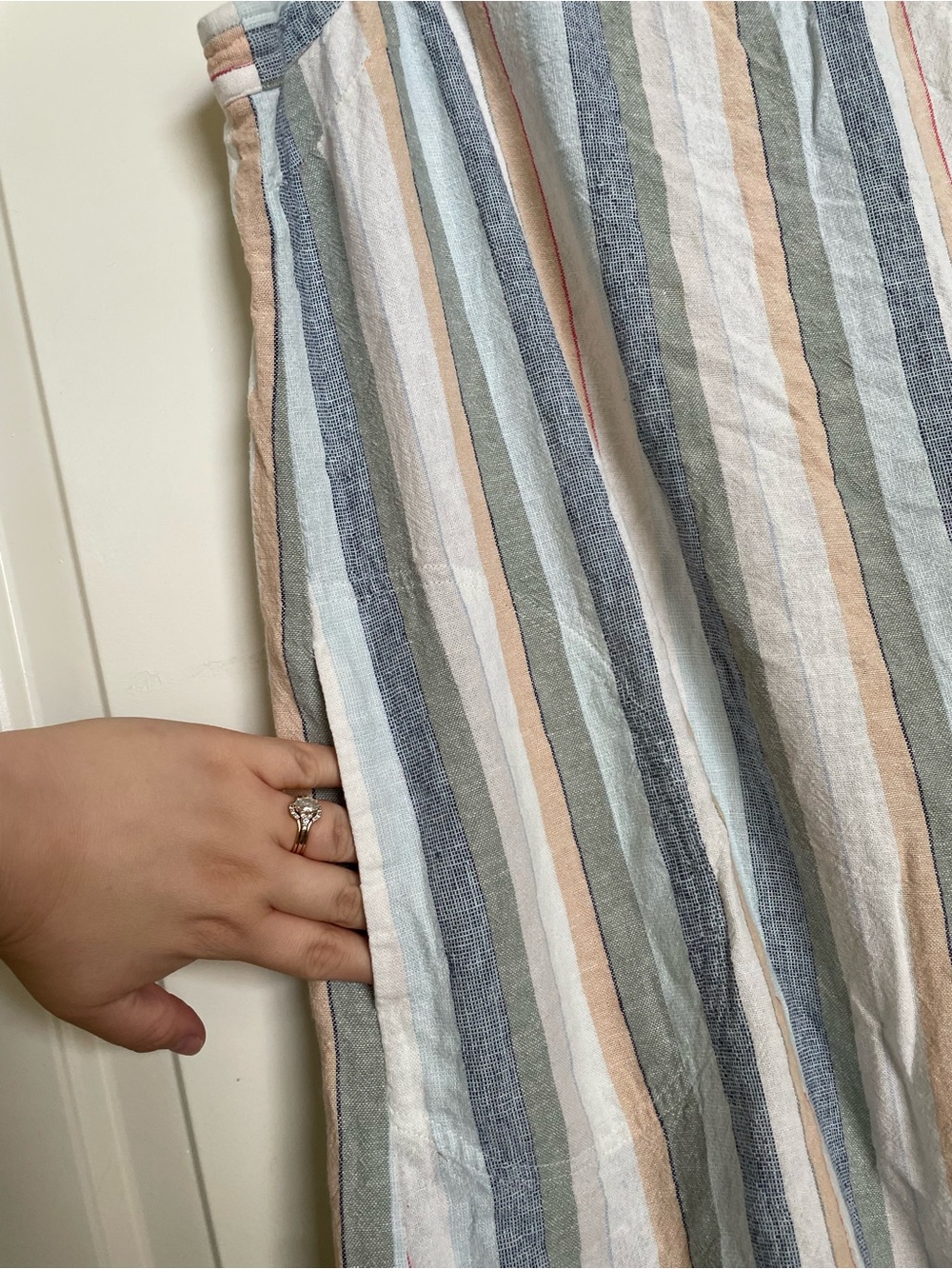 Women’s SZ M Striped Sleeveless Linen-Blend Dress - Picture 4 of 6